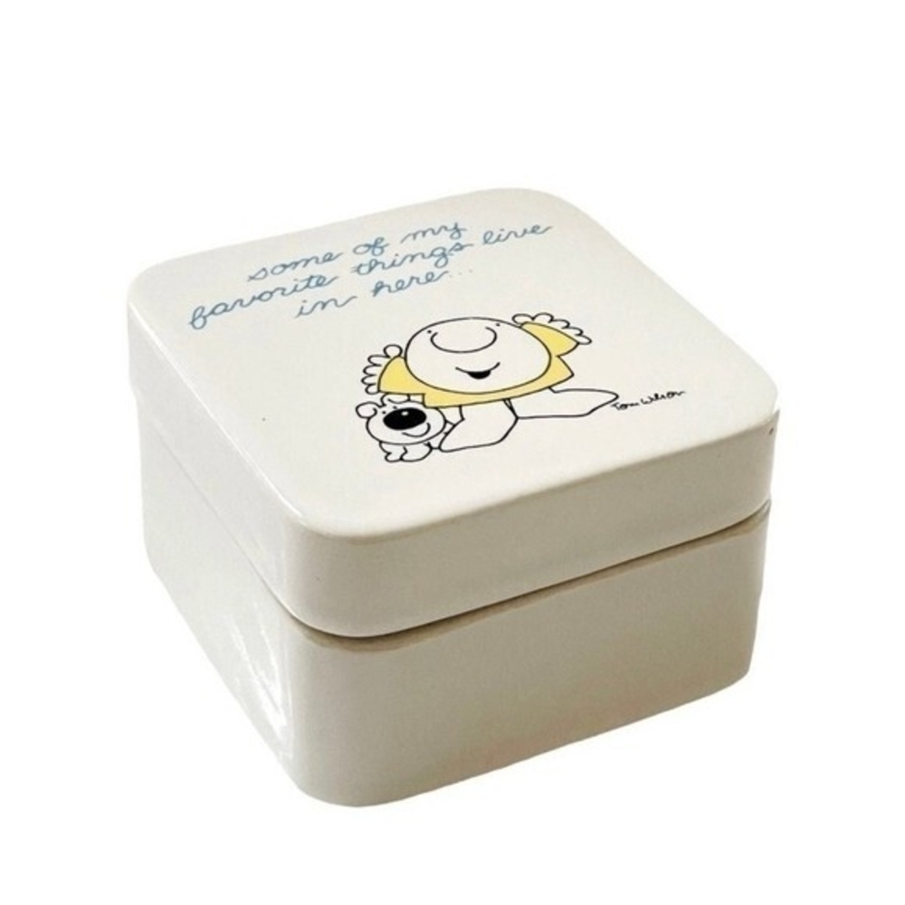 Ziggy & Fuzz Tom Wilson Ceramic Trinket Box 3" Japan Vintage "Favorite Things"